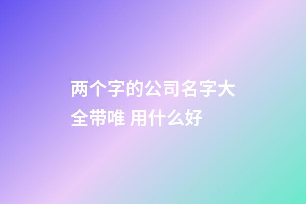 两个字的公司名字大全带唯 用什么好-第1张-公司起名-玄机派